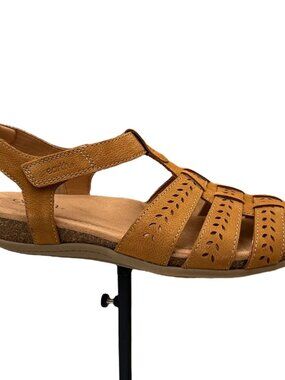 Earth Birdy Women's Leather Fisherman Sandals Size 8.5 Brown-Tan Arch Support